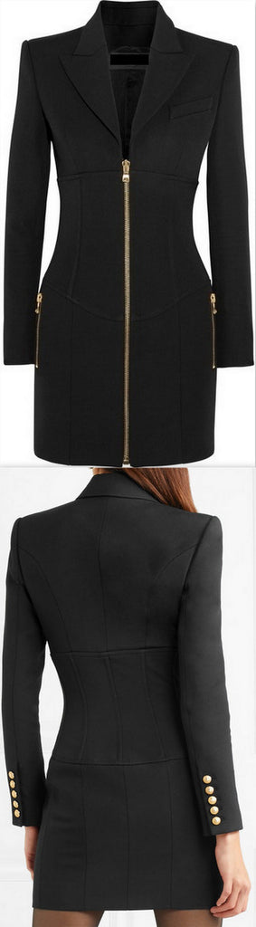 Black Zip Blazer-Mini Dress