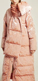 Crushed Velvet Down Coat with Scarf