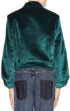 Beaded Appliqué Velvet Jacket, Deep Green