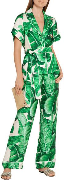 Banana Leaf Print Pajama Top & Pant Set - DESIGNER INSPIRED FASHIONS