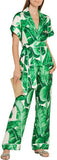 Banana Leaf Print Pajama Top & Pant Set - DESIGNER INSPIRED FASHIONS