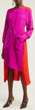 Asymmetrical Colour-Block Panelled Crepe Shirt-Dress