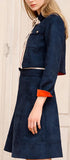 Matte Color-Contrast Jacket & Skirt Set