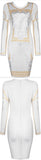Foil-Printed Long-Sleeve White Bandage Mini Dress