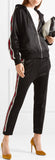 Black Crystal-Beaded Stripe Hoodie & Stirrup Pant Set