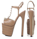 Studded Leather Platform Sandal Pump