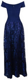 Blue Off-the-Shoulder Bandage Floral-Tulle Gown