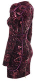 Embellished Floral-Embroidered Long-Sleeve Mini Dress