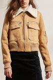 Wool-Collar Zip Bomber Jacket