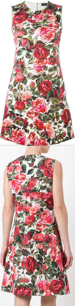 Rose-Brocade Mini Dress - DESIGNER INSPIRED FASHIONS