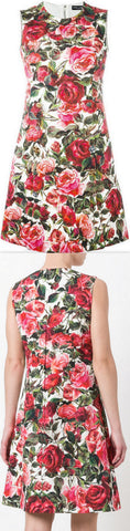 Rose-Brocade Mini Dress - DESIGNER INSPIRED FASHIONS