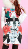 Fur-Hooded Floral Printed Belted Puffer Down Coat - DESIGNER INSPIRED FASHIONS