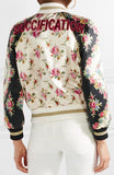 Appliquéd Floral-Print Duchesse Bomber Jacket | DESIGNER INSPIRED FASHIONS