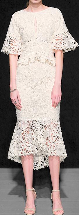 Studded Macrame Peplum Midi Dress