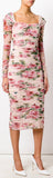Ruched Rose Print Dress