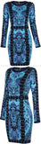 Blue Paisley Lace-Up Stretch Mini Dress