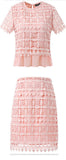 Macrame Frill-Hem Top & Skirt Set, Pink - DESIGNER INSPIRED FASHIONS