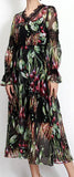 Black Vegetable-Printed Chiffon Midi Dress