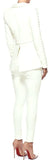 Button-Embellished Stretch Jacket & Pant Set