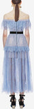 Off-Shoulder Fine Lace Maxi Dress, Light Blue