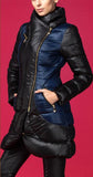 Bicolor Side-Zip Puffer Coat