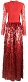 Embellished Lace-Sleeved Bustier-Bandage Gown-Red