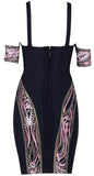 Sequin Embroidered Cold-Shoulder Bandage Mini Dress