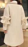 Ruffle Wool-Blend Coat