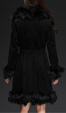 Fox Fur Suede Coat, Black