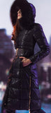 Belted Black Fur-Hooded Puffer Coat