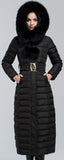 Black Fox-Fur Hooded Pom Pom Puffer Coat