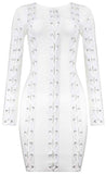 'Alejandra' Grommet Lace-up White Bandage Dress