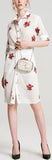 Floral-Embroidered Paneled Shirt-Dress