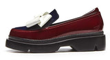 Patent Leather Bow Platform Loafers - Burgundy or Black