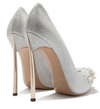 Blade Embellished Pumps - Gold or White/Silver
