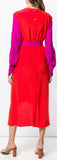 Asymmetrical Colour-Block Panelled Crepe Shirt-Dress