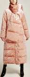 Crushed Velvet Down Coat with Scarf