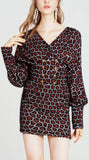 Double-Breasted Leopard Print Mini Dress