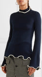 Ruffled Rib Turtleneck Sweater - Dark Blue or Grey