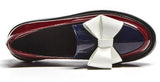 Patent Leather Bow Platform Loafers - Burgundy or Black