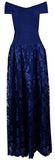 Blue Off-the-Shoulder Bandage Floral-Tulle Gown
