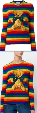 Intarsia Knit Teddy Bear Sweater
