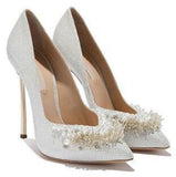Blade Embellished Pumps - Gold or White/Silver