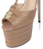 Studded Leather Platform Sandal Pump