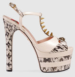 Studded Snake Platform Sandal Pump