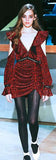 Red V-Neck Frill Mini Dress