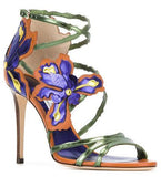 'Lolita' Floral Sandals, Brown and Blue