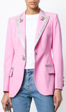 Pink Single-Breasted Rose Blazer