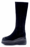 Suede Leather Platform Boots - Black or Brown