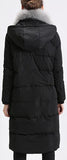 Fox Fur Trimmed Paneled Puffer Coat, Black